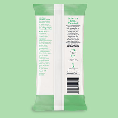 Summer's Eve Feminine Wipes, Aloe Love, Vaginal Wipes with Gentle pH-Balanced Micellar Water Formula, Feminine Care to Help Remove Vaginal Odor, Gynecologist Tested, 32 Wipes, 12 Pack