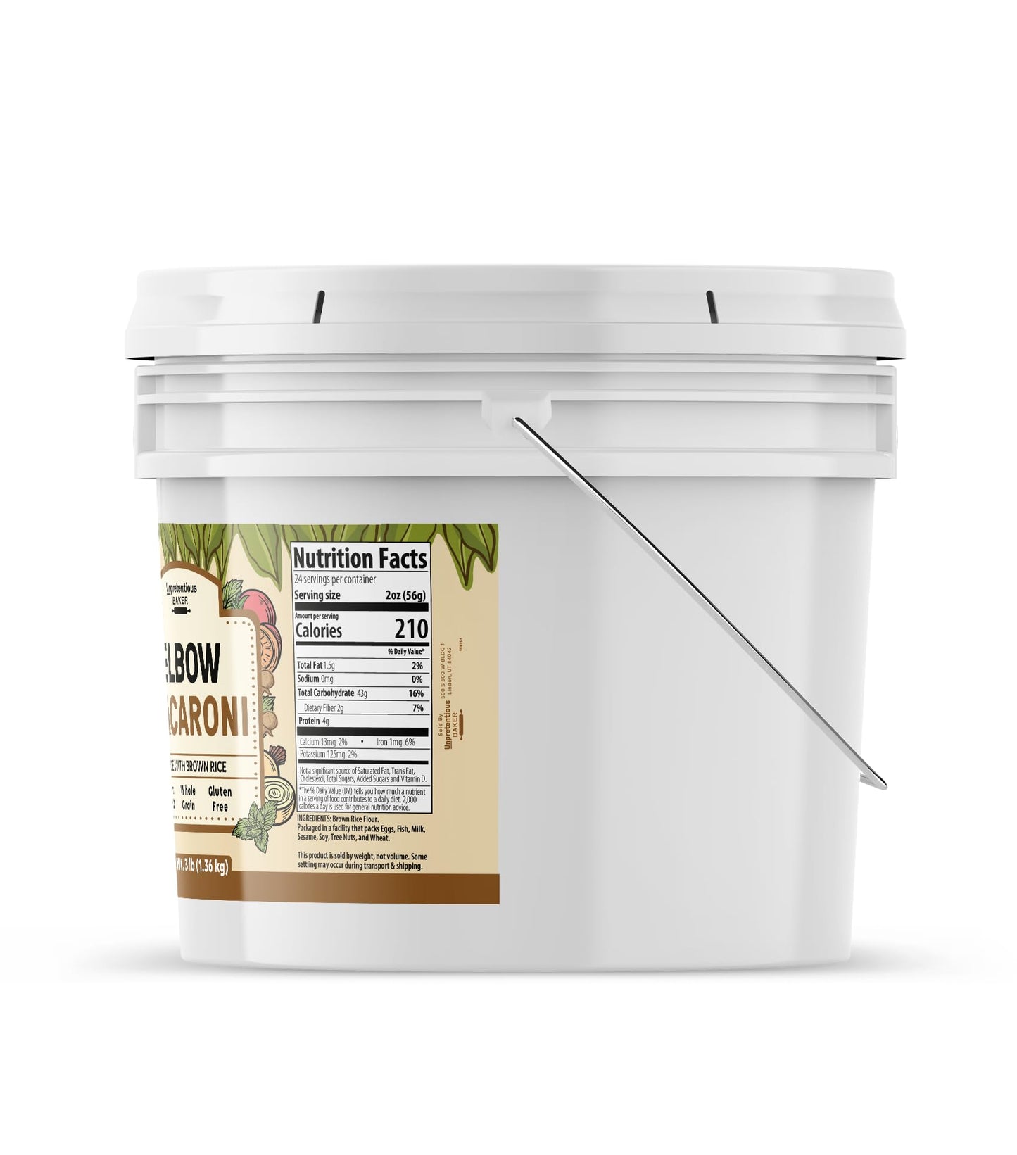 Unpretentious Brown Rice Elbow Macaroni, 1 Gallon, Whole Grain Pasta, Gluten Free