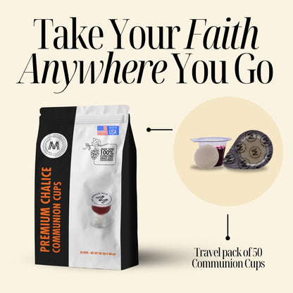 PACK IT HUB Travel Pack - The Miracle Meal Pre-Filled Premium Chalice Cup - Bag of 25 with Wafer and 100% Concord Grape Juice