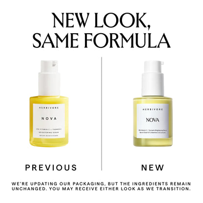 HERBIVORE Nova 15% Vitamin C + Turmeric Brightening Serum for Dark Spots, Hyperpigmentation + Even Skin Tone | Vegan, Plant-Based, Cruelty-Free, 30 mL / 1 oz