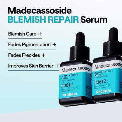 Mediheal Madecassoside Repair Serum 1.35 fl.oz - Blemish Care, Fades Pigmentation and Freckles & Skin Soothing & Hydration - with Centella Asiatica, Niacinamide