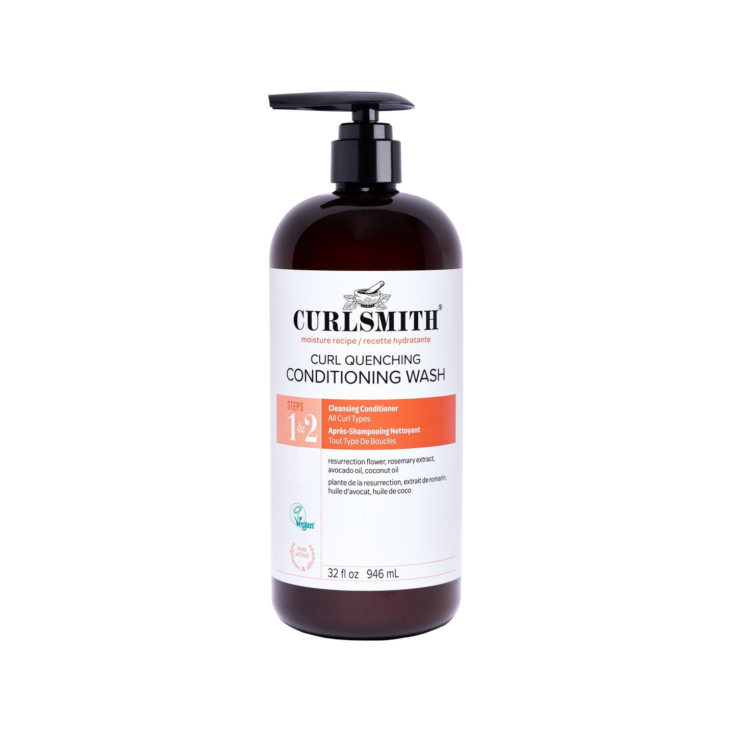 CURLSMITH - Curl Quenching Conditioning Wash - Vegan Cowash 2 in 1 Conditioner and Shampoo for Wavy, Curly and Coily Hair (32oz)