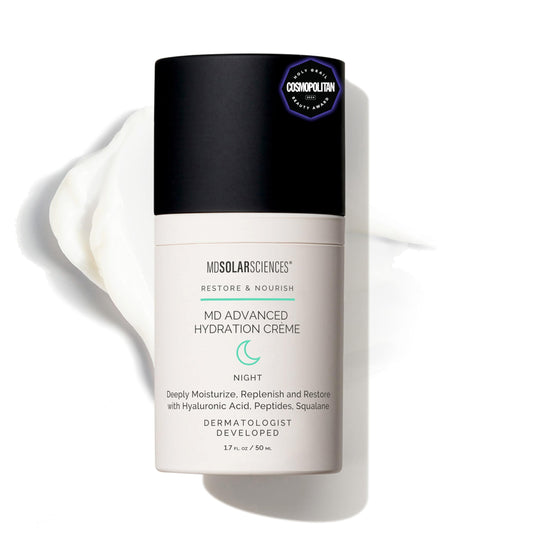 MDSolarSciences MD Advanced Hydration Crème | Time-Released Night Cream with Hyaluronic Acid, Peptides & Squalane | Intense Anti-Aging Hydration & Barrier Support | 1.7 oz