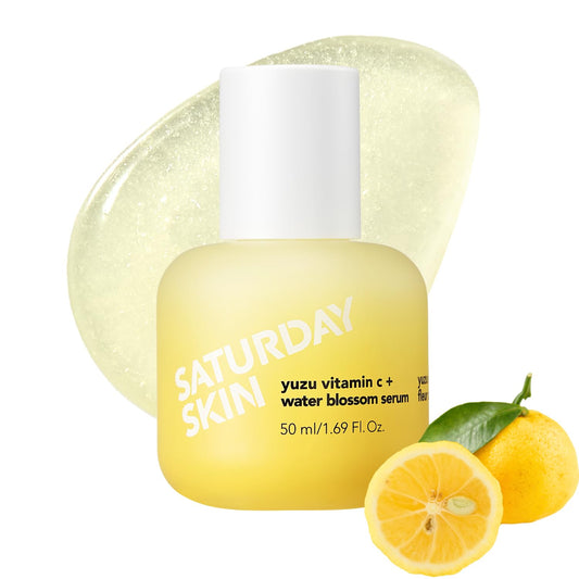 Saturday Skin Yuzu Vitamin C Serum-Brightening Hydrating Anti-Aging Serum with Hyaluronic Acid Peptides Niacinamide Plumping Glass Skin for Uneven Tone Dark Spots Korean Skin Care (50 ml)