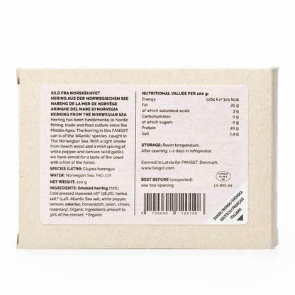 Fangst Smoked Herring | Canned Nordic Herring with White Pepper and Ramson | 1 x 100g Can