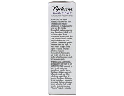 Norforms Feminine Deodorant Suppositories, Long Lasting Odor Control, Island Escape Scent, 12 Count (Pack of 3)