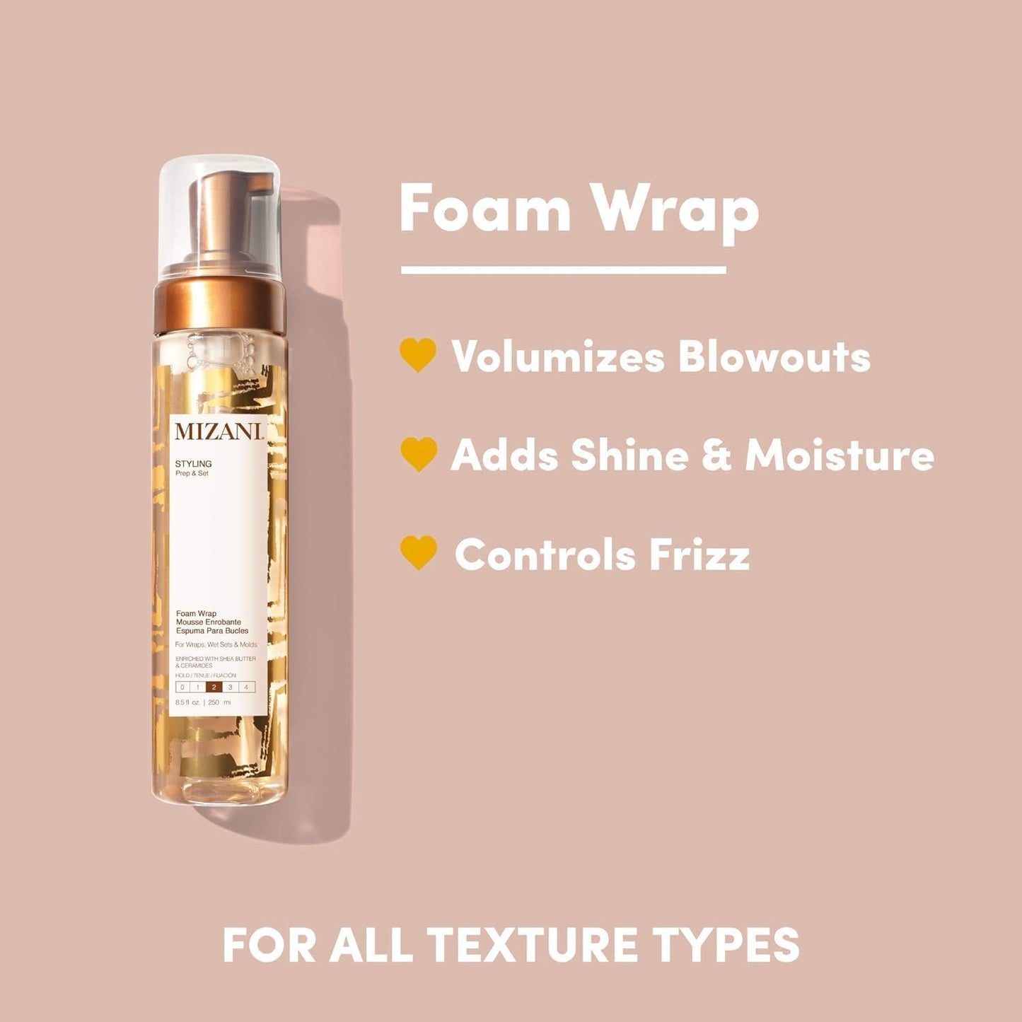 Mizani Foam Wrap Curly Hair Styling Foam - Anti Frizz Moisturizing Hair Mousse with Shea Butter, Smooth and Shine, Non-Greasy, Silicone-Free, Free from Drying Alcohols