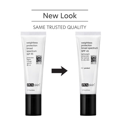 PCA SKIN Weightless Protection Broad Spectrum SPF 45 - Oil-Free Hydrating Face Sunscreen with 8.4% Zinc Oxide for Acne-Prone/All Skin Types (1.7 fl oz)