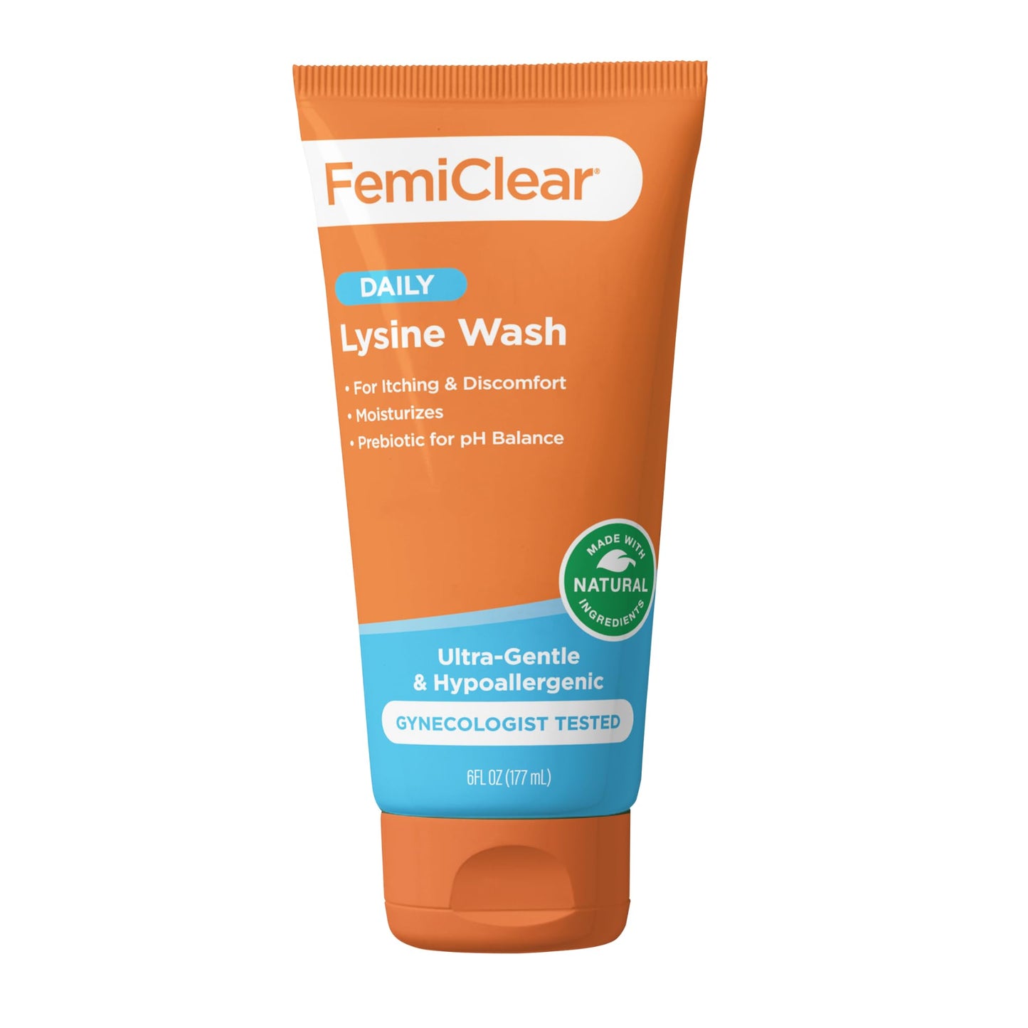 FemiClear® Ultra-Gentle Feminine Wash – Made with Lysine & Lemon Balm for Feminine Hygiene, Essentials for Vaginal Health (6FL oz)
