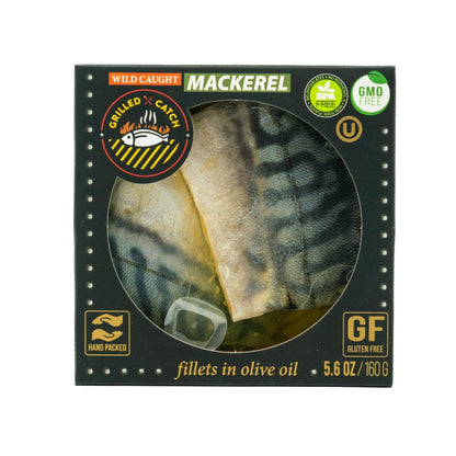 Grilled Catch Canned Fish Variety Pack – Wild Caught Mackerel, Grilled Salmon, Yellowfin Tuna & Herring in Olive Oil, Kosher, Gluten Free, High Protein
