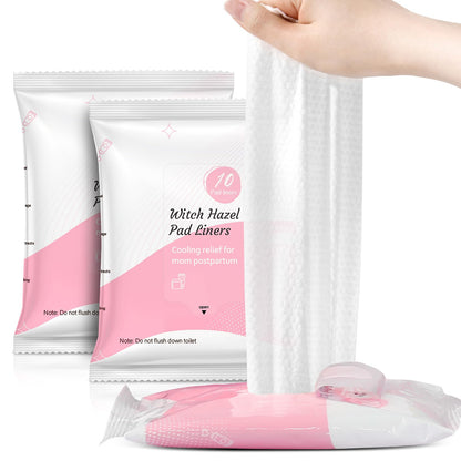 UHdod Perineal Witch Hazel Cooling Pads Liners 3 Packs, Full-Length Witch Hazel Pads Liners for Postpartum Care, Postpartum Essentials | Provides Cooling Comfort for Perineal Area - 36 Counts