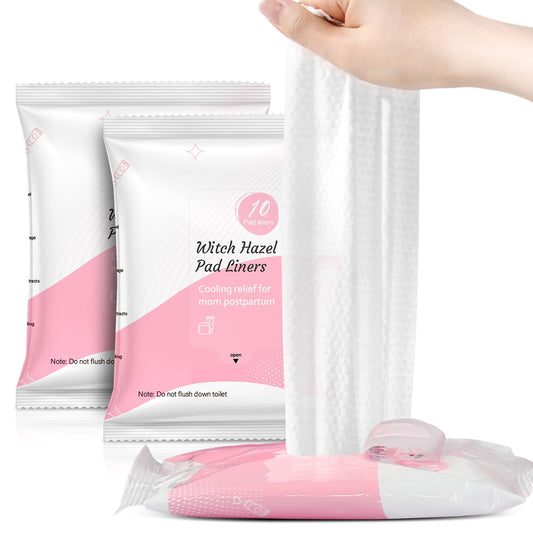 UHdod Perineal Witch Hazel Cooling Pads Liners 3 Packs, Full-Length Witch Hazel Pads Liners for Postpartum Care, Postpartum Essentials | Provides Cooling Comfort for Perineal Area - 36 Counts