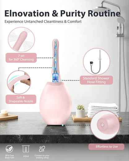 Enemas Anal Douches for Men Women - Enema Bulb with Soft Silicone Nozzles,Anti Backflow Shower Douche Enema Kit,Feminine Care Shower Enema Douche Kit Cleaner Flusher,Shower Tube Connectable