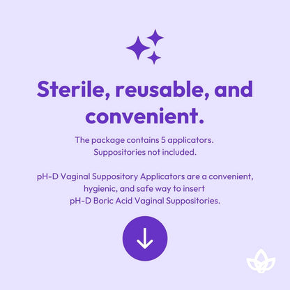 pH-D Feminine Health - Vaginal Suppository Applicators, Ideal for Boric Acid Suppositories, Reusable, Fits Most Vaginal Suppositories, Made in The USA - 5 Count…