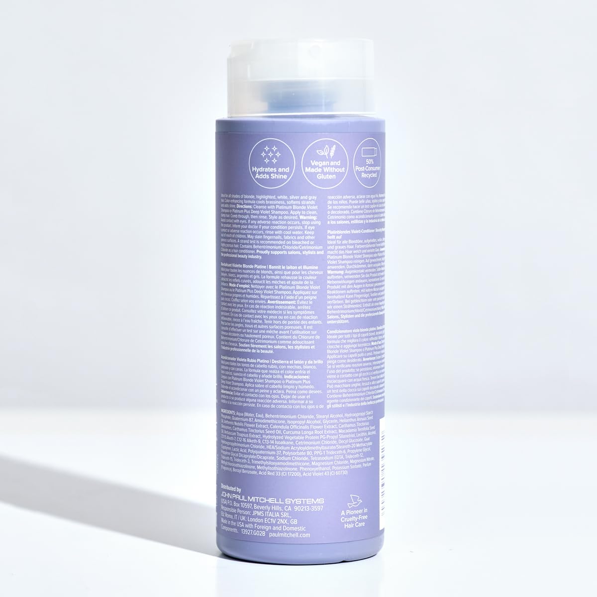 Paul Mitchell Platinum Blonde Violet Conditioner, Banishes Brass + Brightens, Ideal for Light to Medium Blonde, Silver, Gray or White Hair