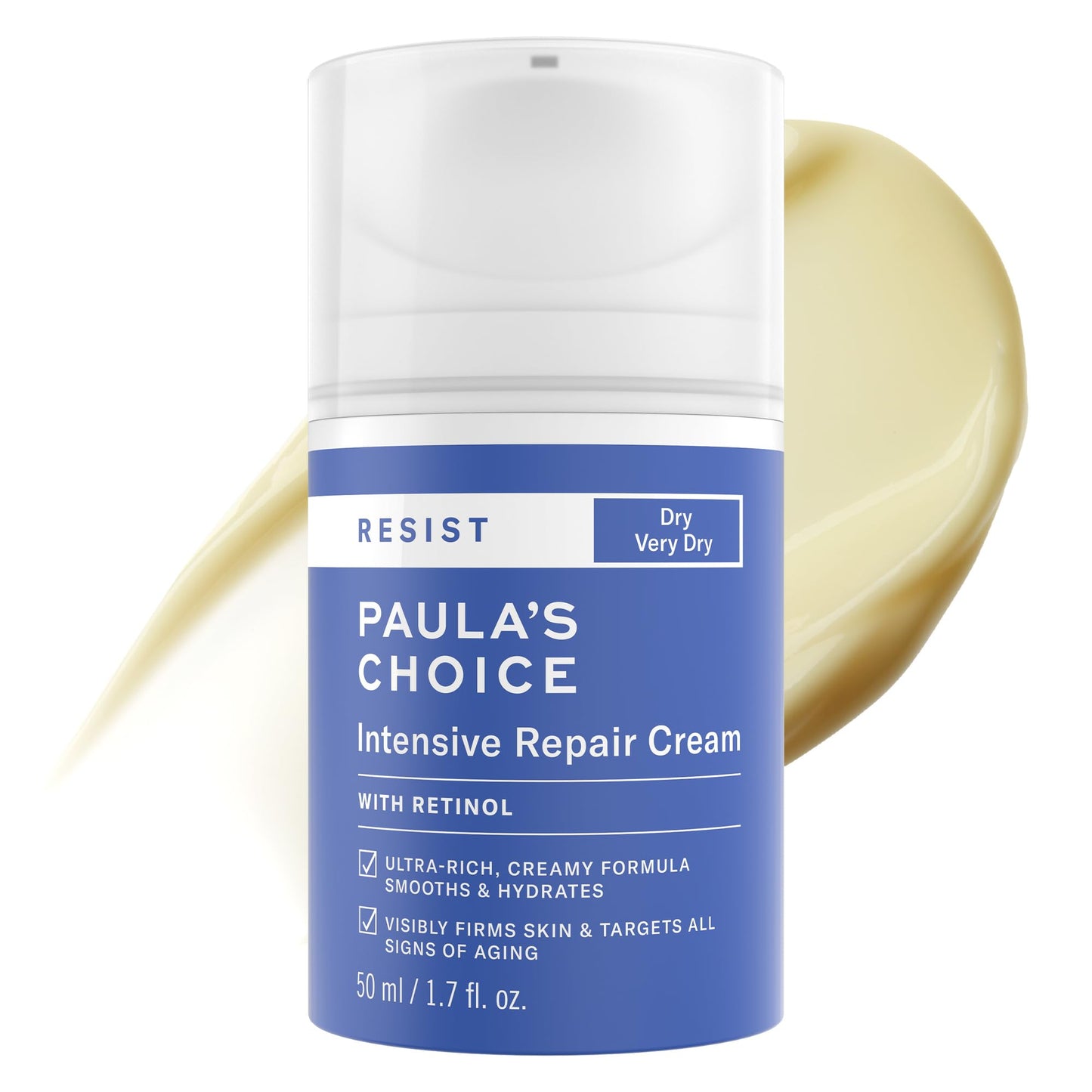 Paula's Choice RESIST Intensive Repair Face Moisturizer with Retinol, Hyaluronic Acid & Jojoba, Anti-Aging Face Cream for Dry, Chapped Skin, Fragrance-Free, 1.7 Fl Oz.
