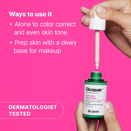 Dr.Jart+ Cicapair Tiger Grass Camo Drops Tinted Serum SPF 35 with Centella Asiatica | Skin Tint | Korean Skin Care Makeup Hybrid, 1.01 Fl Oz