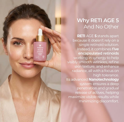 Sesderma RETI AGE 5 Serum 1.0 fl oz | Advanced Age-defying Liposomal Serum with 5 Encapsulated Retinoids, Peptides, Hyaluronic Acid & Barrier-Boosting Support | Smooths Wrinkles, Firms & Hydrates