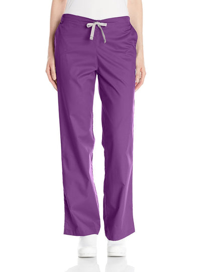 WonderWink Women's Petite Wonderwork Flare Leg Scrub Pant, Eggplant, Large/Petite