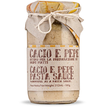 ARTIGIANI DEI SAPORI - Creamy Cheese and Pepper Pasta Sauce Jar, 6.3 oz. cacio e pepe, Product of Italy
