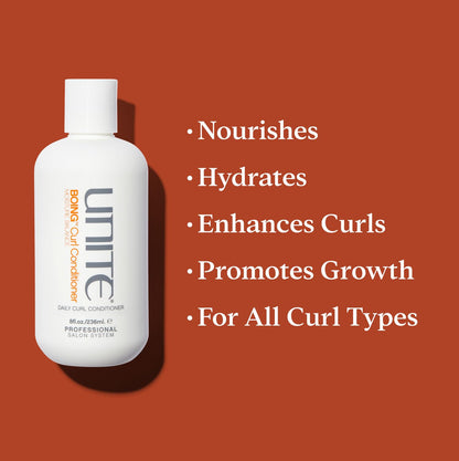 UNITE Hair – BOING Curl Conditioner – Moisturizing Conditioner to Hydrate, Define & Smooth Natural Curls – For Wavy, Curly & Coily Hair – 8 Fl Oz