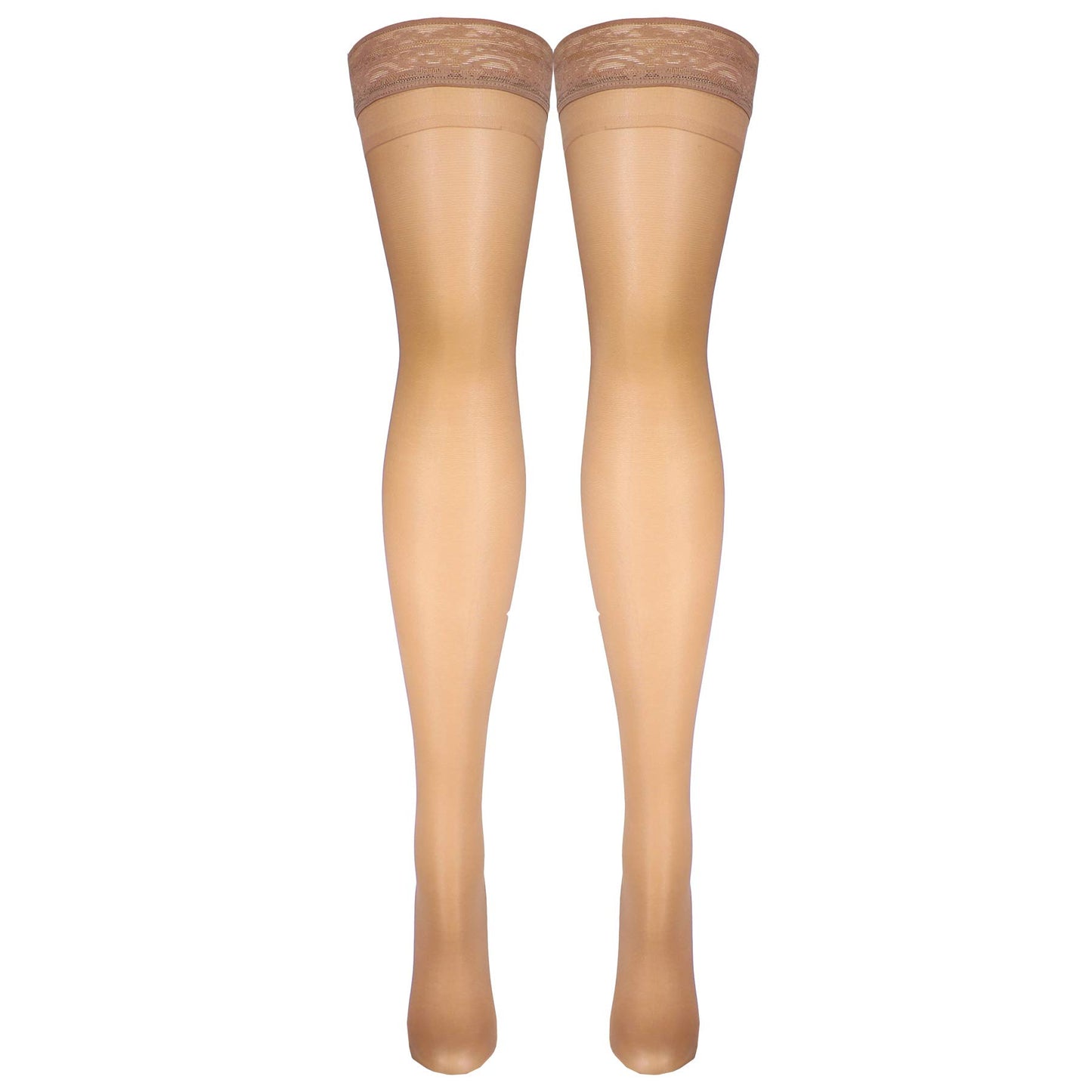 NuVein Sheer Compression Stockings for Women, 8-15 mmHg Support, Light Denier, Thigh High, Closed Toe, Beige, Large