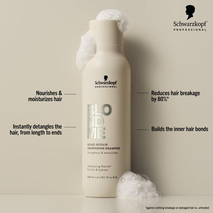 BlondMe Bond Repair Nourishing Shampoo for Blonde Hair| Adds Moisture and Softness | Strengthens, Repairs, & Prevents Breakage |For Blonde, Lightened, & Grey Hair