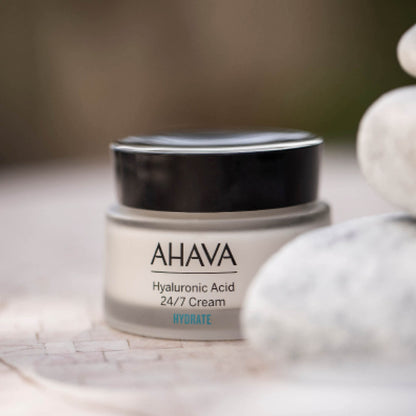 AHAVA Hyaluronic Acid 24/7 Cream - Long-lasting hydration from inside & out, boosts hydration, softening & refining skin's texture, long-term wrinkle prevention, with Osmoter, ATPeptides, 1.7 Fl.Oz