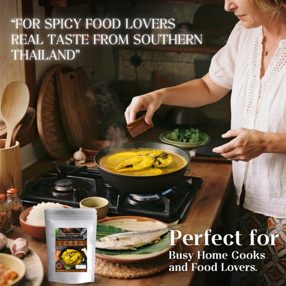 Yellow Sour Soup Cube – 40 g (1.41 oz) Authentic Southern Thai Paste Cube, Ready-to-Use Instant Curry Block, Spicy & Tangy Flavor, Single-Serve for 2 No Color, No MSG, No Preservatives Added (1)