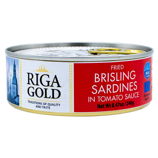 Riga Gold Fried Brisling Sardines In Tomato Sauce, 8.47 Oz (Pack of 24)
