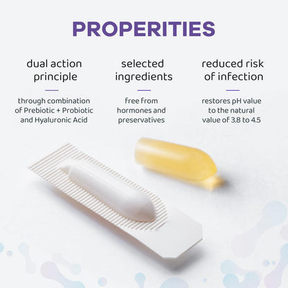Vaginal Probiotic Suppositories, Prebiotic Infused with Hyaluronic Acid, Tea Tree, and Vitamin C&E, pH Balance Support Formula Fights Dryness, Odor and Discomfort, Restore Feminine Health(12 Counts)