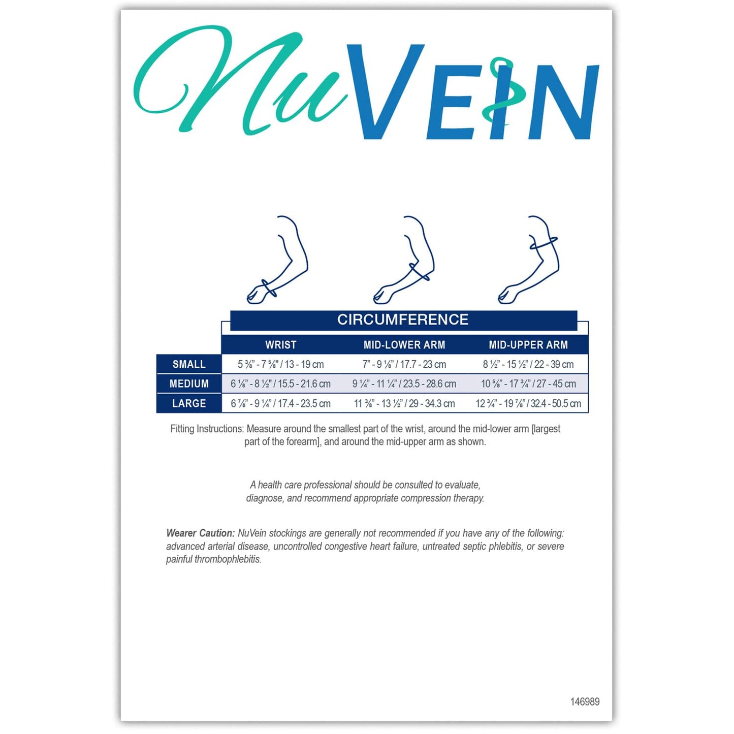 NuVein 15-20 mmHg Compression Lymphedema Arm Sleeve, Medical Support for Post Surgical Swelling Recovery, Beige, Small