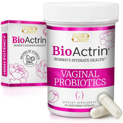 SIGNIFY NATURE Bioactrin Vaginal Probiotics for Women - Bacterial Vaginosis & Yeast Infection Treatment - BV Probiotic - pH Vaginitis Support-56 Pills