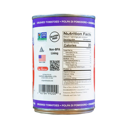 SMT SAN MERICAN TOMATO - No Salt Added Crushed Canned Tomatoes - 14.5 Ounce (Pack of 6) - USA Grown