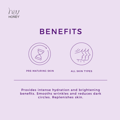 Hey Honey Look Into My Eyes Retinol, Peptide & Propolis Eye Mask for Wrinkle Reduction, Fine Line Smoothing Hydration Overnight Firming Under-Eye Treatment for Brighter, Youthful-Looking Eyes | 1 Oz