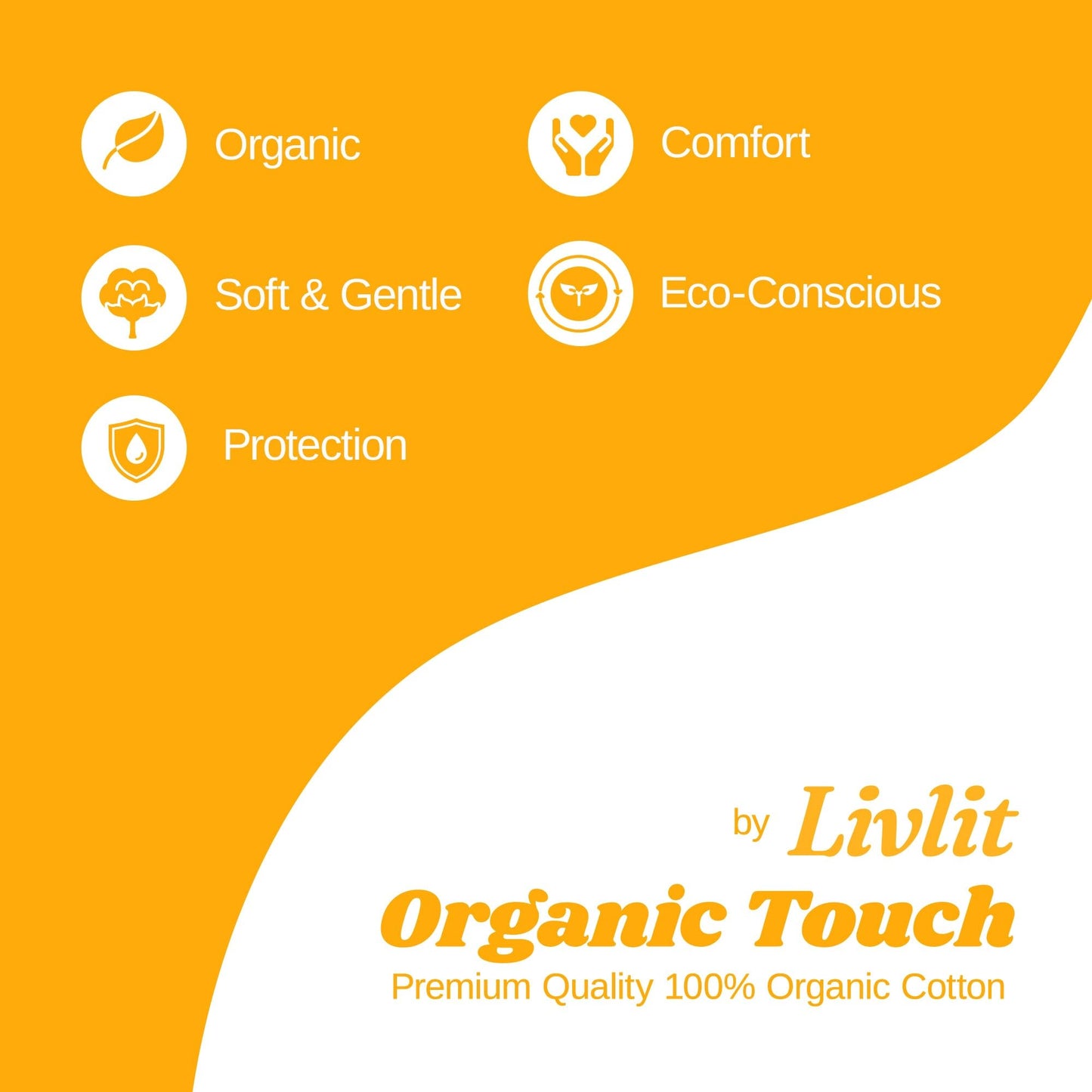 Livlit Organic Cotton Sanitary Pad Bundle – Large Pads 32pcs + Super Long Pads 10pcs, Chlorine Free, Unscented, Ultra Absorbent Period Care