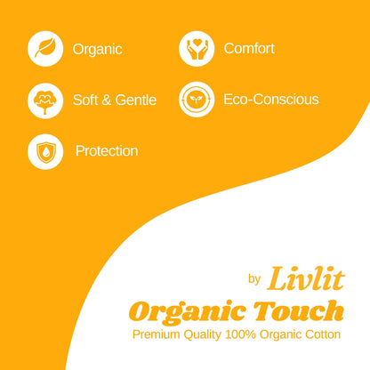 Livlit Organic Cotton Sanitary Pad Bundle – Large Pads 32pcs + Super Long Pads 10pcs, Chlorine Free, Unscented, Ultra Absorbent Period Care