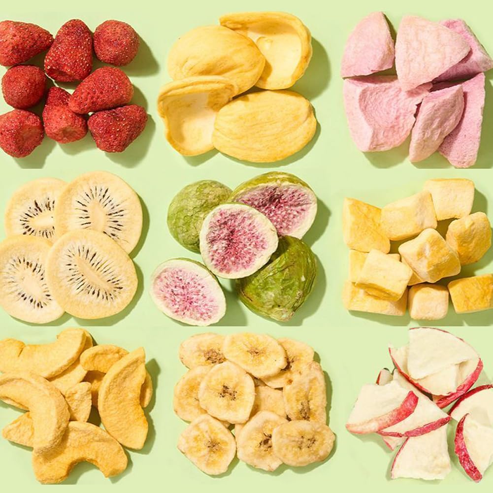 DAMAICHUHAI 9 Types Freeze-Dried Mixed Fruit, Healthy Snacks For Kids，Dried Apples，Kiwi Fruit Dry，Freeze Dried Strawberries Wait，Holiday Gifts，3.5 Ounces（Mixed Pack）