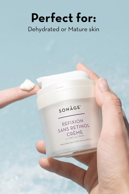 SONAGE Refixion Sans Retinol Cream | Bakuchiol Anti-Aging Moisturizer | Natural Retinol Alternative | Improves Skin Texture & Elasticity | Plant-Based Wrinkle Reducer
