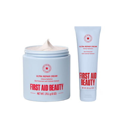 First Aid Beauty - Ultra Repair Cream - Hydrating Face & Body Moisturizer - Whipped Colloidal Oatmeal Clinically Proven to Strengthen Skin Barrier in 7 Days - Helps Relieve Eczema, 6oz Plus 1oz Tube