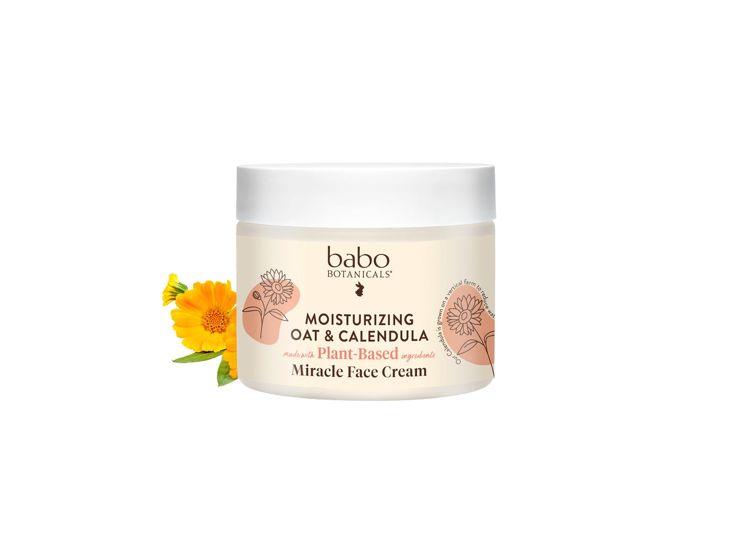 Babo Botanicals Moisturizing Oat & Calendula Miracle Face Cream – Shea Butter Hydration for Dry or Sensitive Skin – Gentle for Baby, Toddler, Kids & Family – Vegan