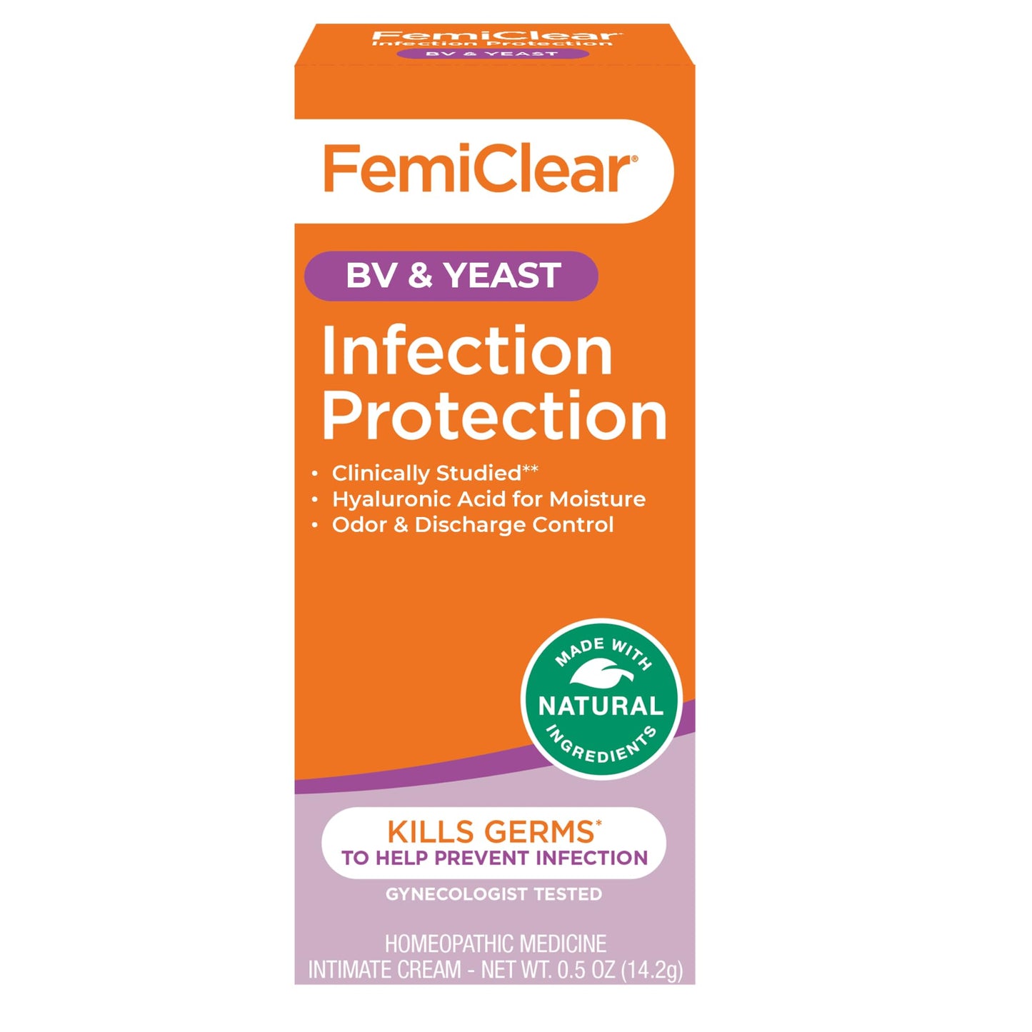 FemiClear Infection Protection Against BV & Yeast - Natural Feminine Care Cream