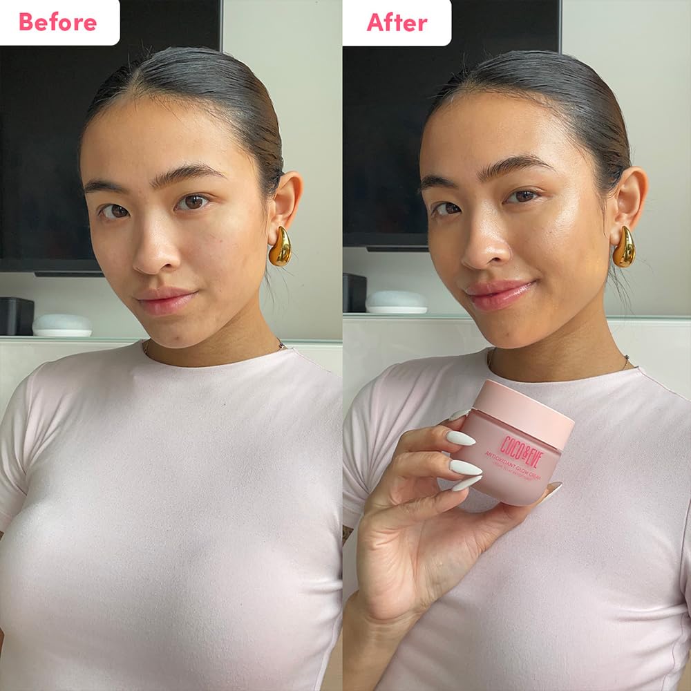 Coco & Eve Antioxidant Glow Cream. With Niacinamide, Hyaluronic Acid, & Ceramide to nourish, protect, repair & smoothen the skin. Suitable for sensitive skin (1.76 fl oz)