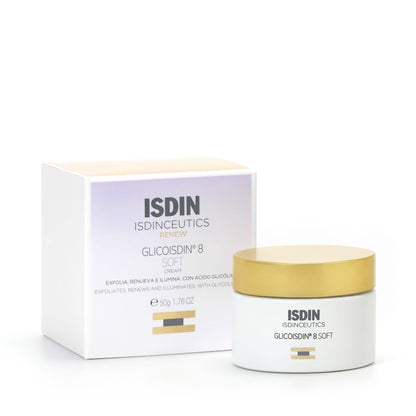ISDIN Isdinceutics Glicoisdin 8 Soft (1.76 OZ) | Facial Exfoliant Cream with 3.2% Free Glycolic Acid | Smooths Skin Texture | Boosts Hydration