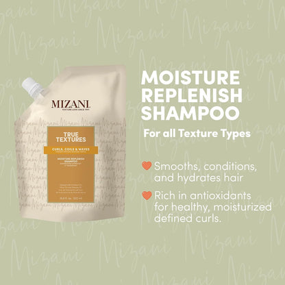 MIZANI True Textures Moisture Replenish Shampoo For Curly Hair - Smooths & Hydrates With Coconut Oil, Sulfate & Paraben-Free