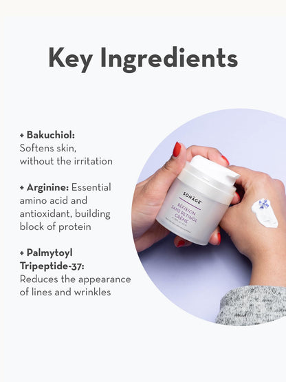 SONAGE Refixion Sans Retinol Cream | Bakuchiol Anti-Aging Moisturizer | Natural Retinol Alternative | Improves Skin Texture & Elasticity | Plant-Based Wrinkle Reducer