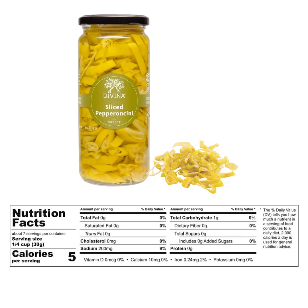 Divina, Pepperoncini Sliced, 15.5 Ounce