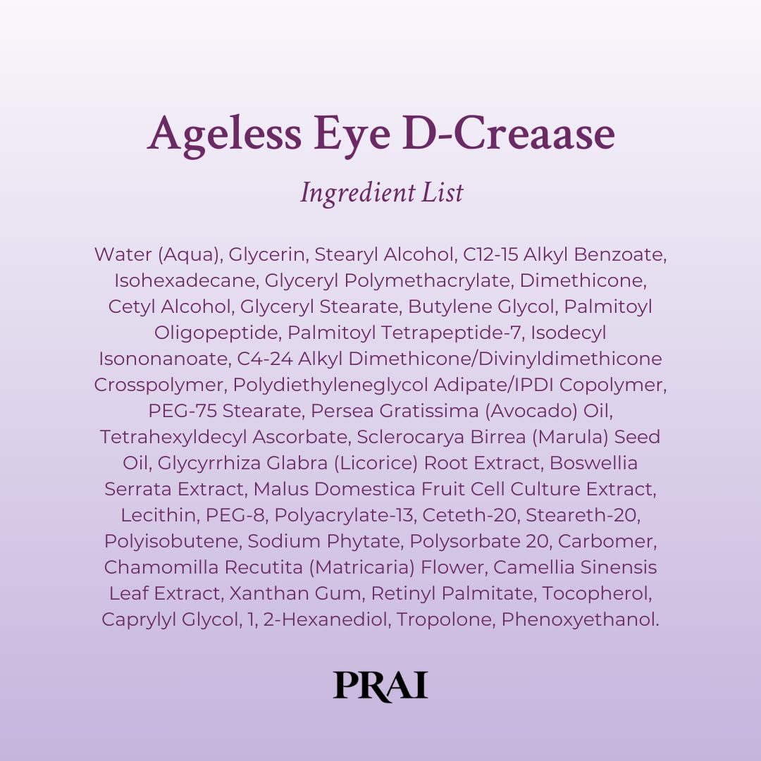 PRAI Beauty Ageless Eye D-Crease, Anti-Aging Eye Cream for Instantly Ageless-Looking Eyes, Under Eye Cream