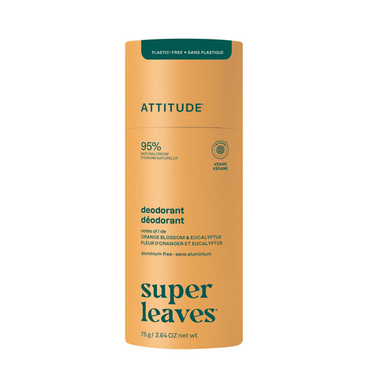 ATTITUDE Plastic-Free Natural Deodorant, Aluminum-Free, Baking Soda Formula, EWG Verified, Vegan, Long-Lasting Odor Protection, 2.64 Oz