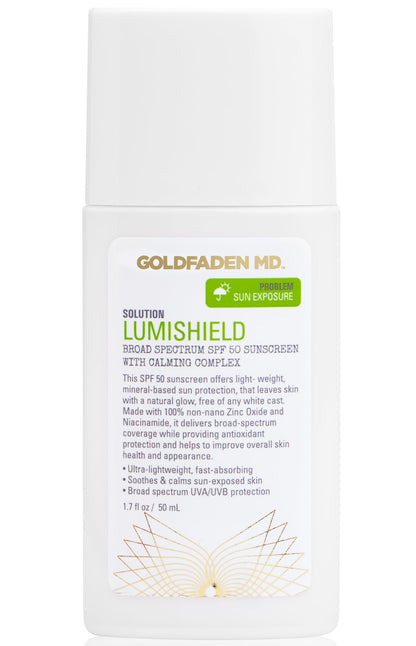 Goldfaden MD LumiShield SPF 50 Mineral Sunscreen - Zinc Oxide, Niacinamide & Vitamin C, Hydrating, No White Cast, 1.7 oz
